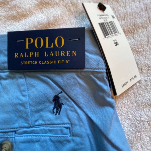 Polo Ralph Lauren stretch classic fit 9” shorts  Blue new with tags - Picture 3 of 3
